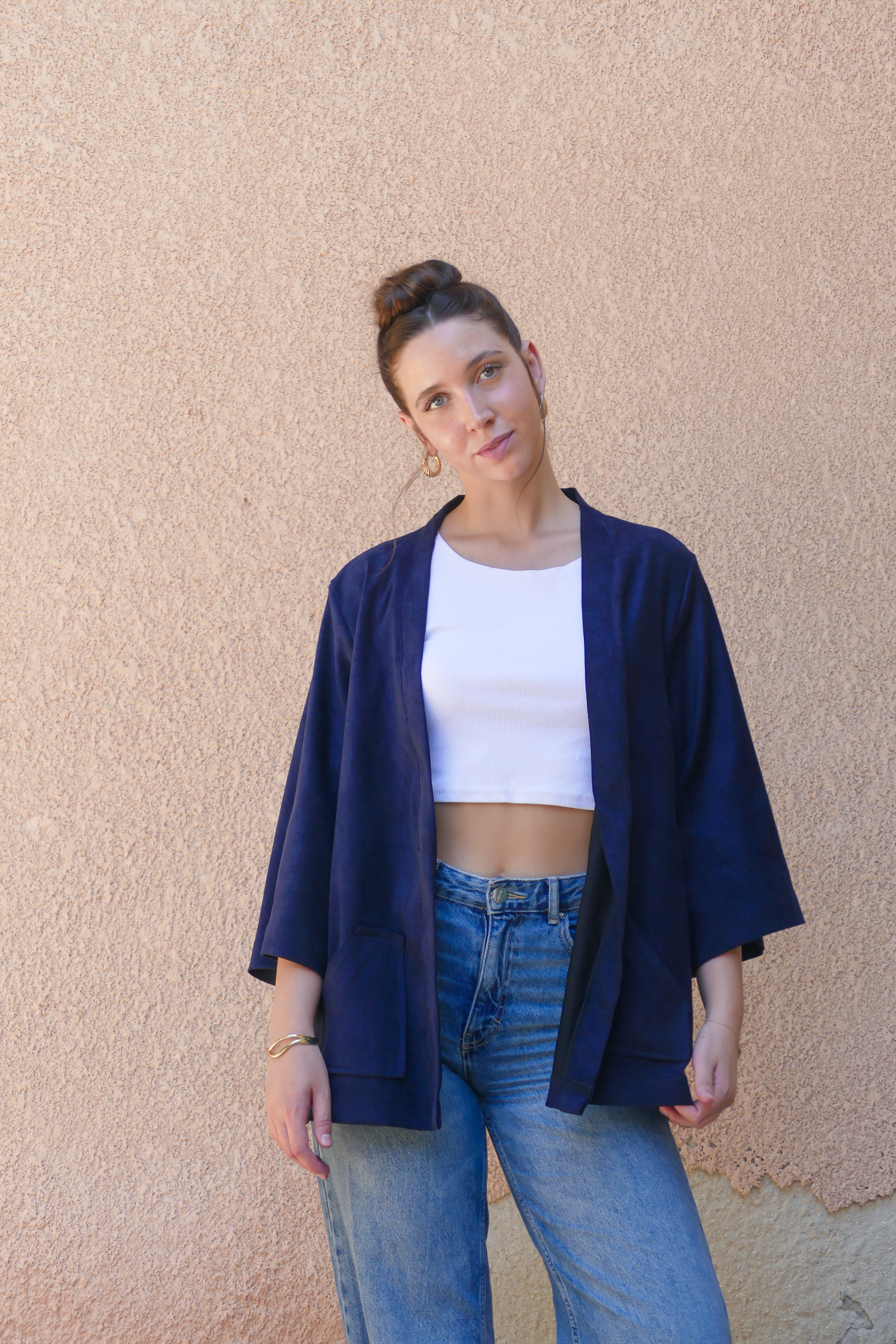 Nola Blue Micro Suede Jacket