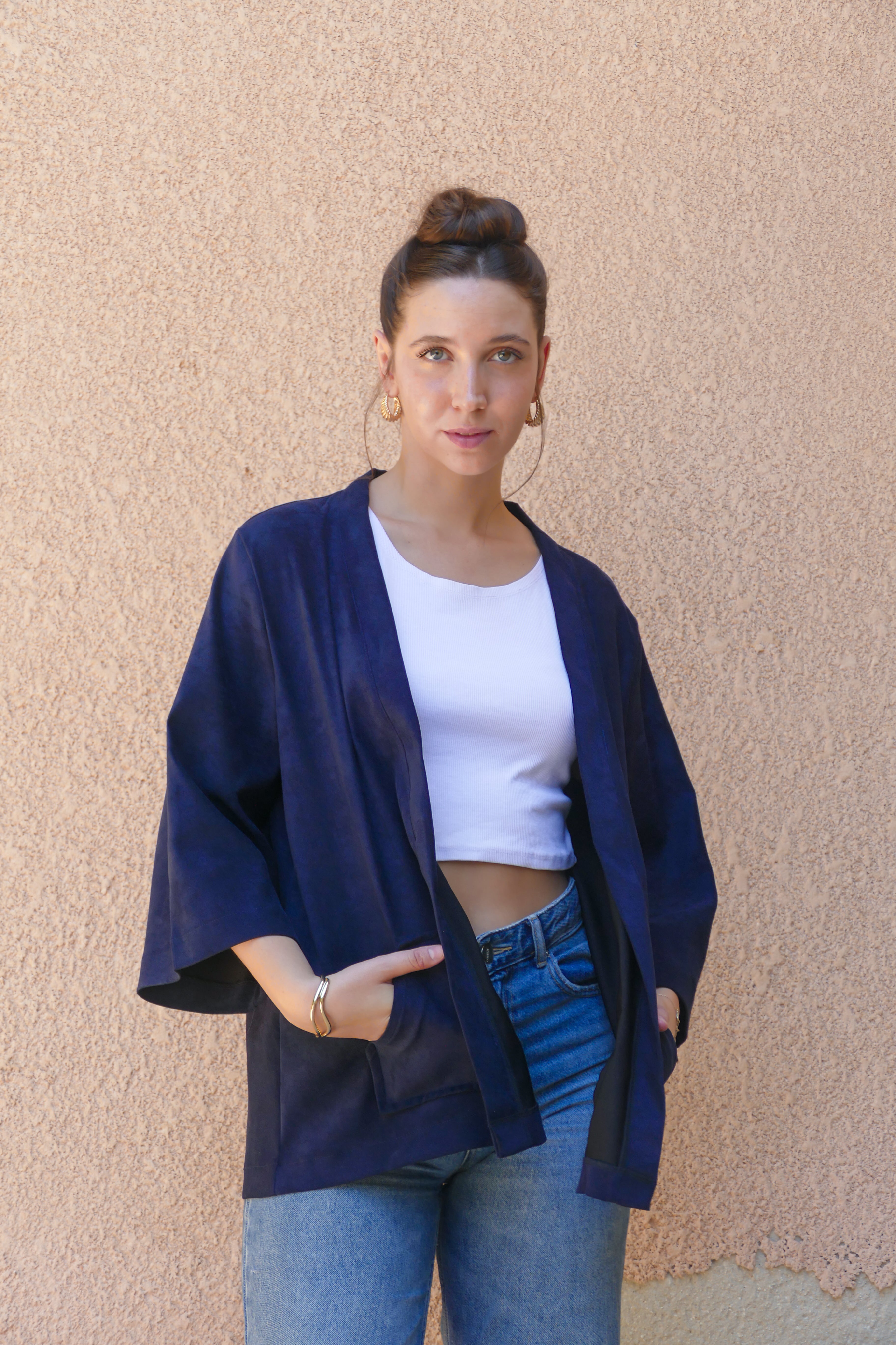 Nola Blue Micro Suede Jacket