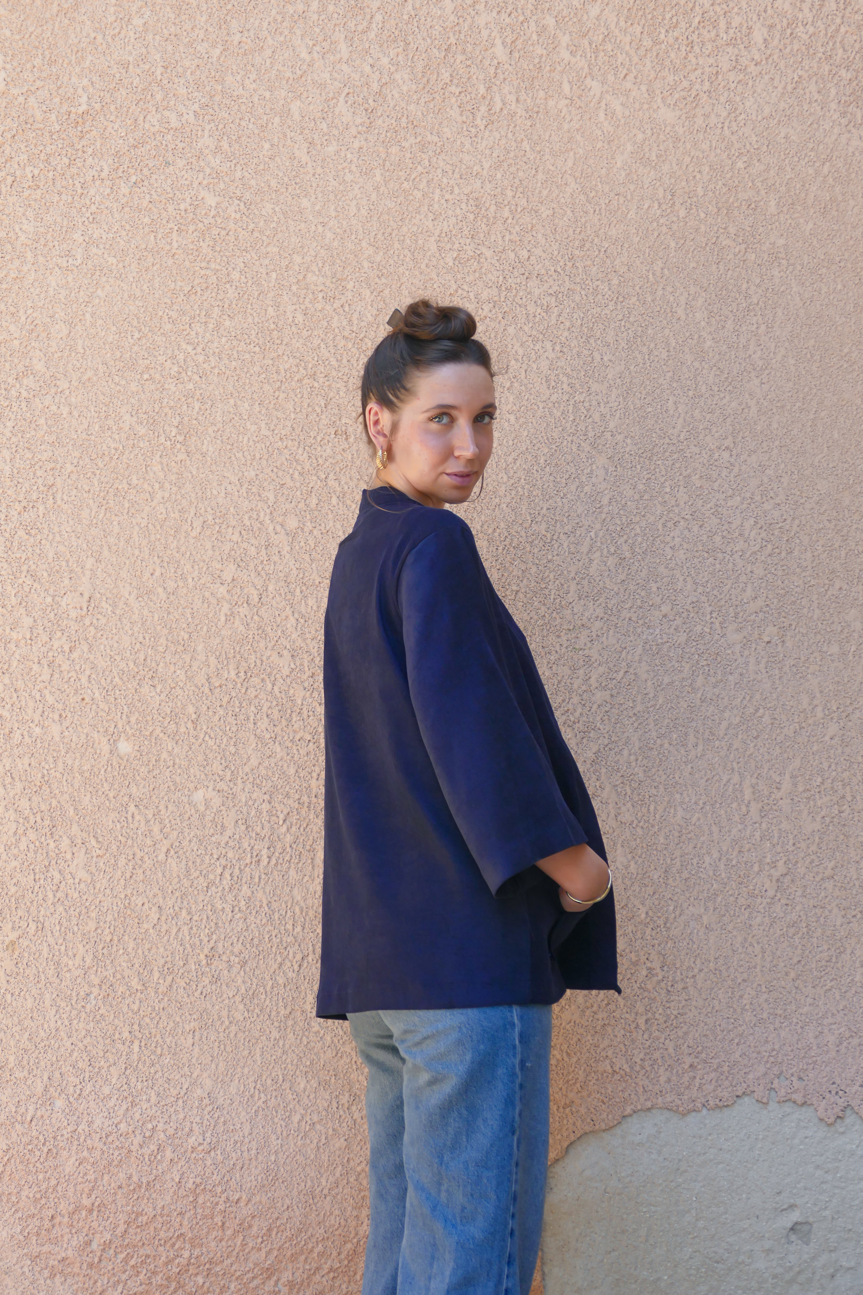 Nola Blue Micro Suede Jacket