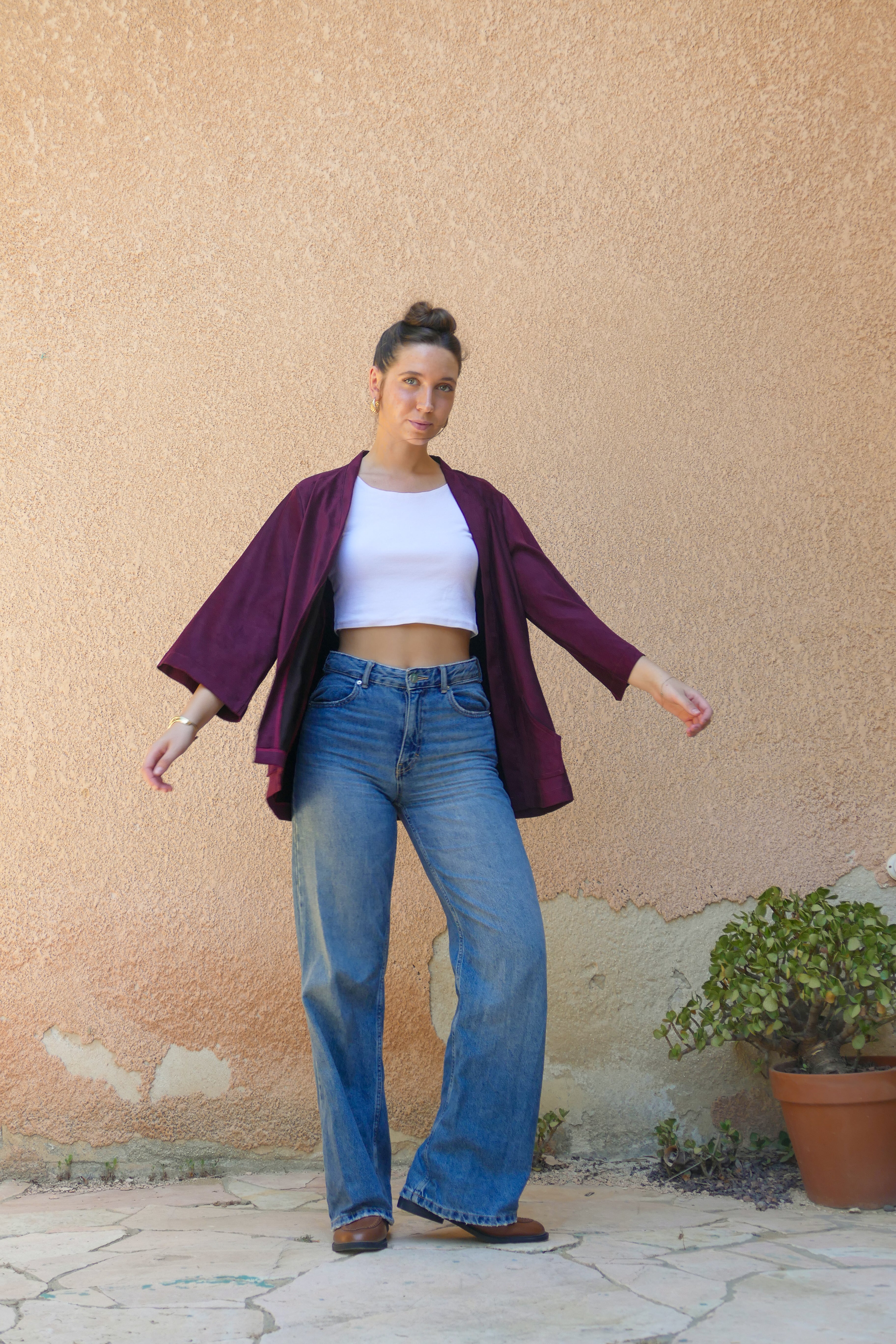 ג'קט נולה - קימונו דמוי זמש