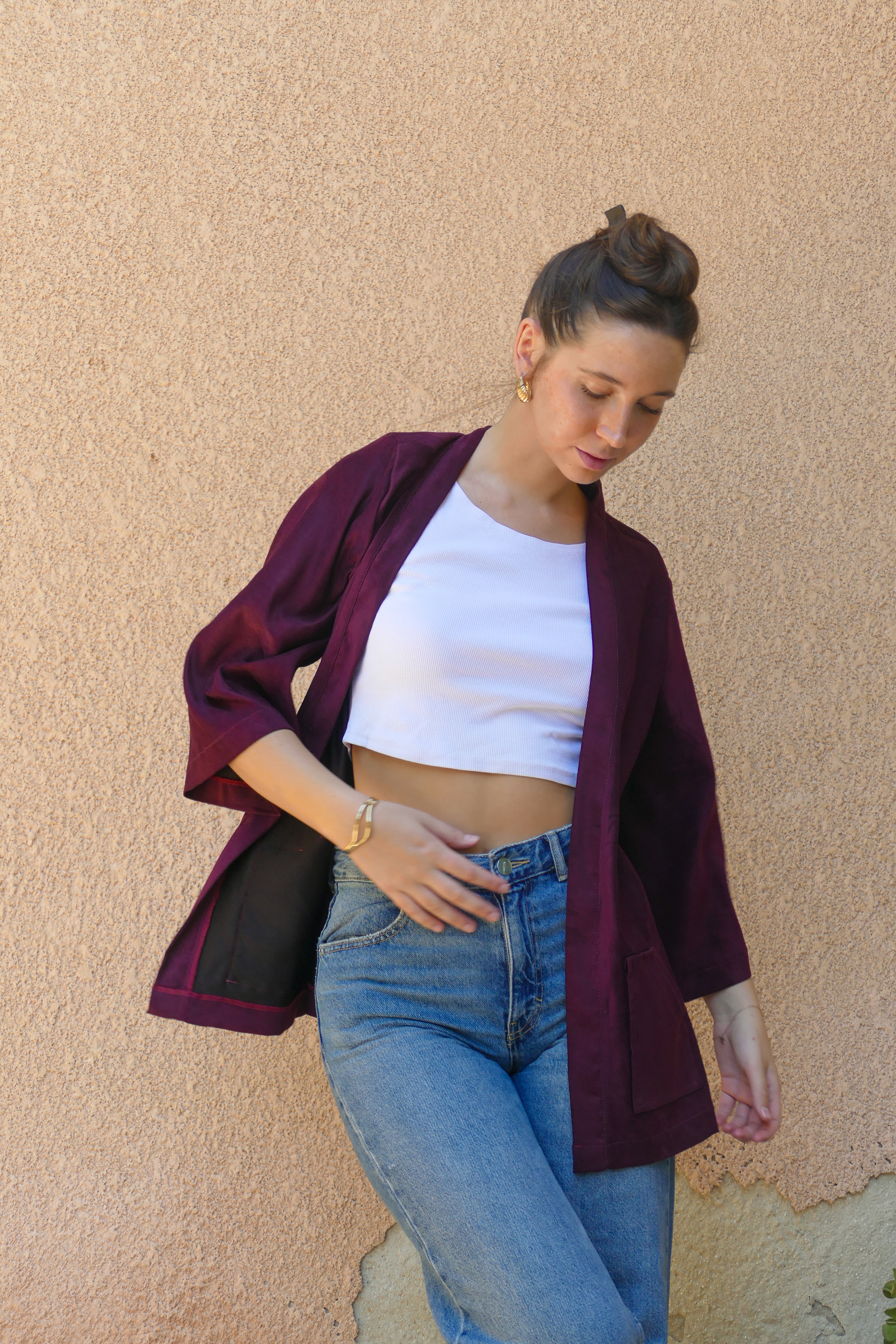 ג'קט נולה - קימונו דמוי זמש