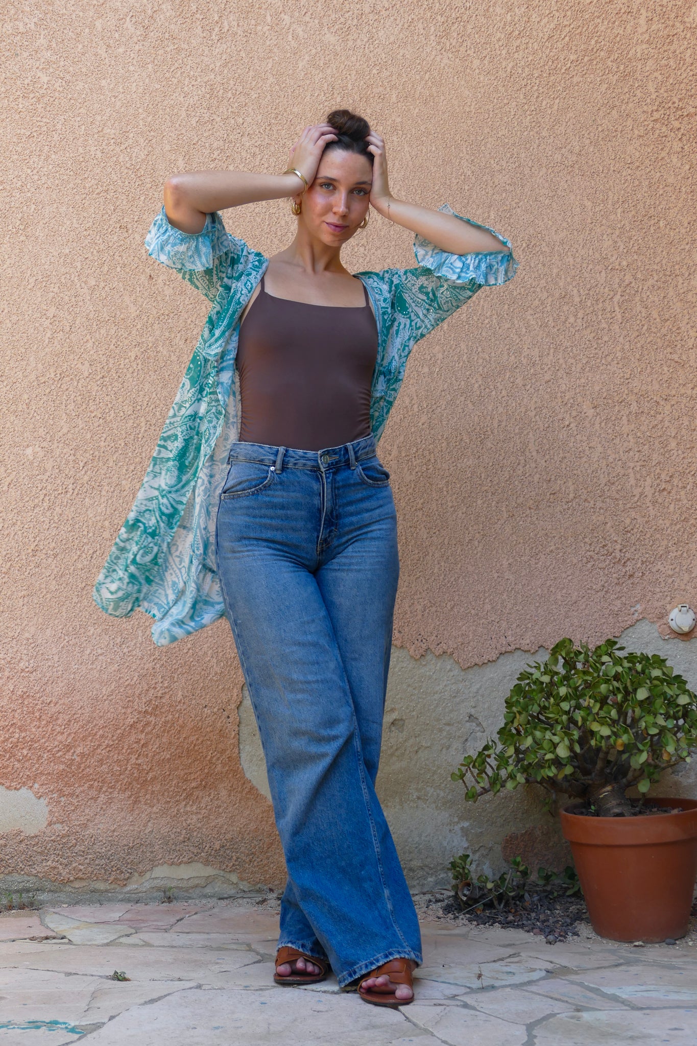 Turquoise chiffone kimono cover "Atacama Breeze"