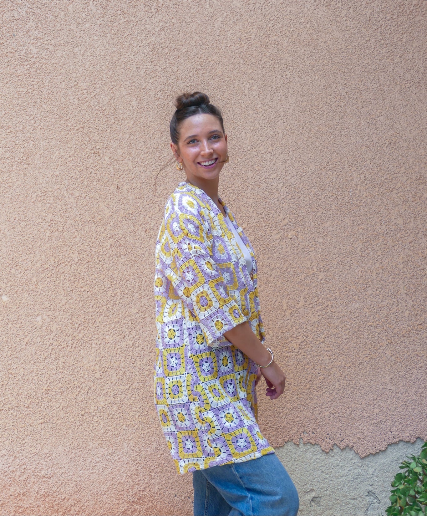 Colorful Purple Lace Kimono - One of a Kind