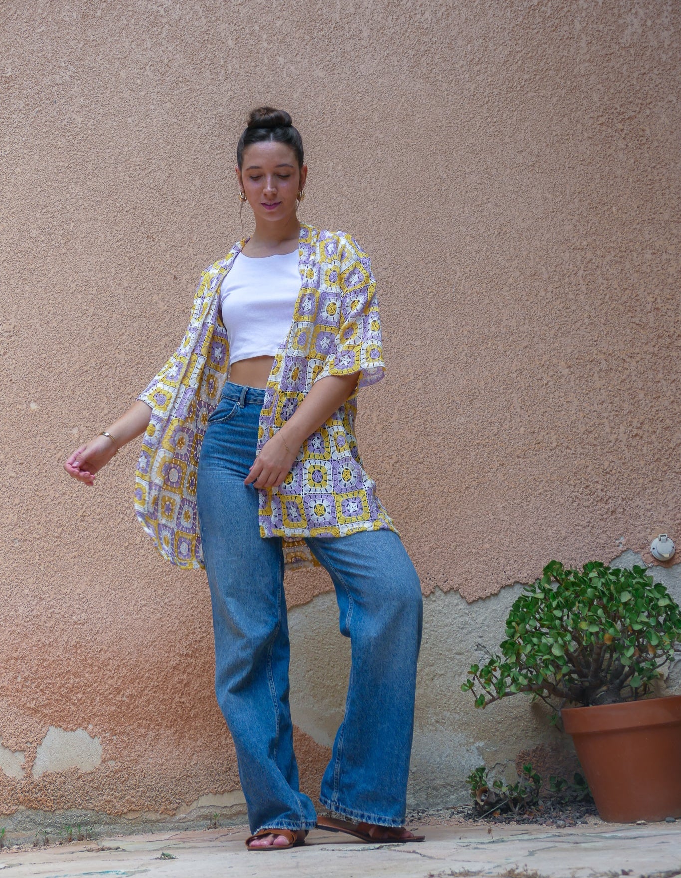 Colorful Purple Lace Kimono - One of a Kind