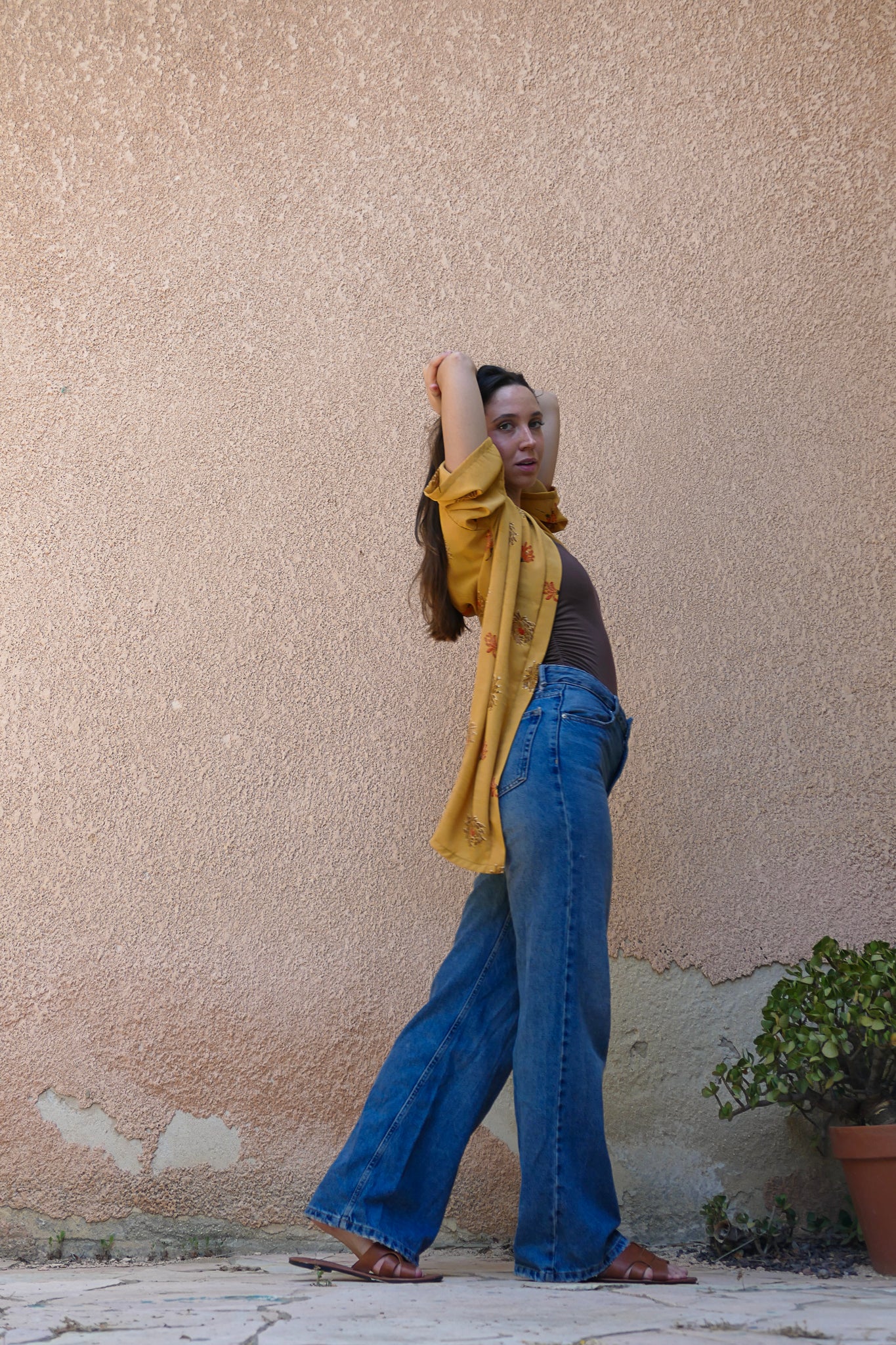 Desert Flowers Mustard Kimono