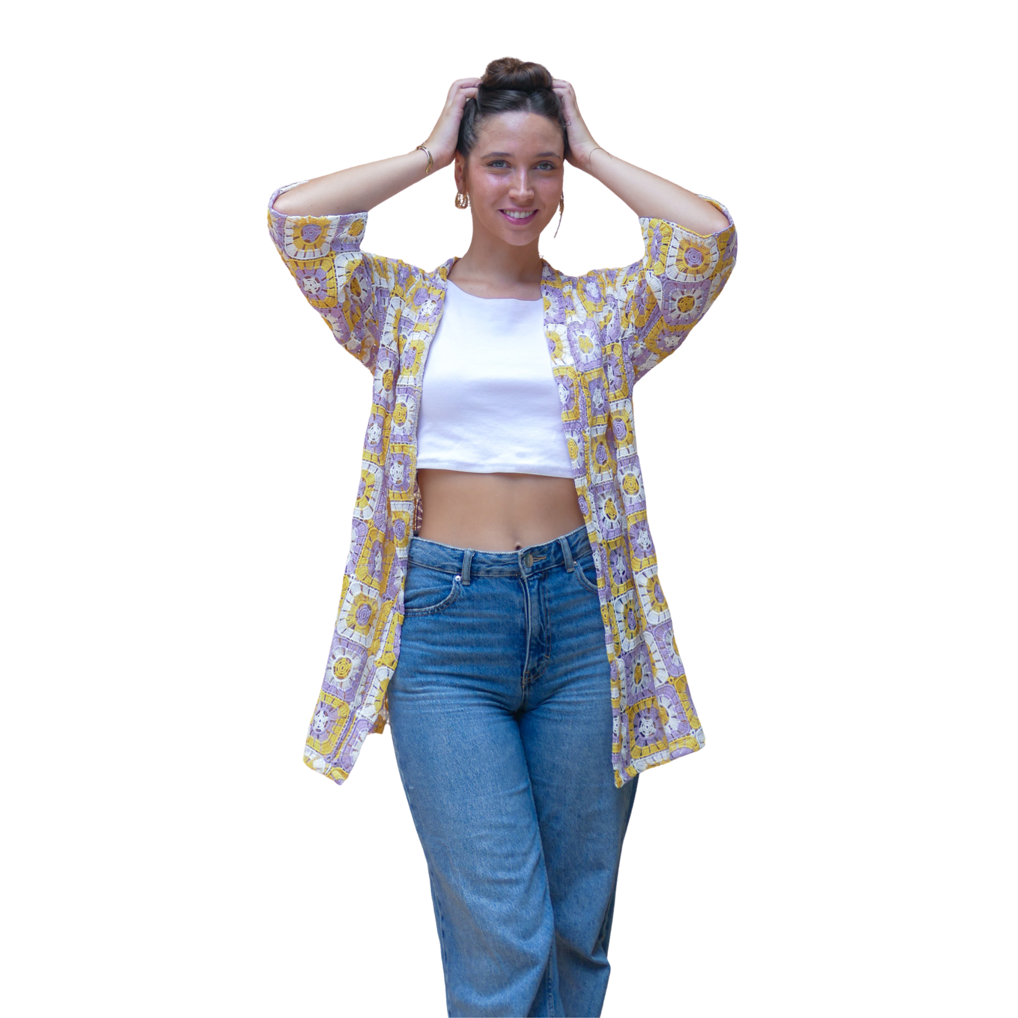 Colorful Purple Lace Kimono - One of a Kind