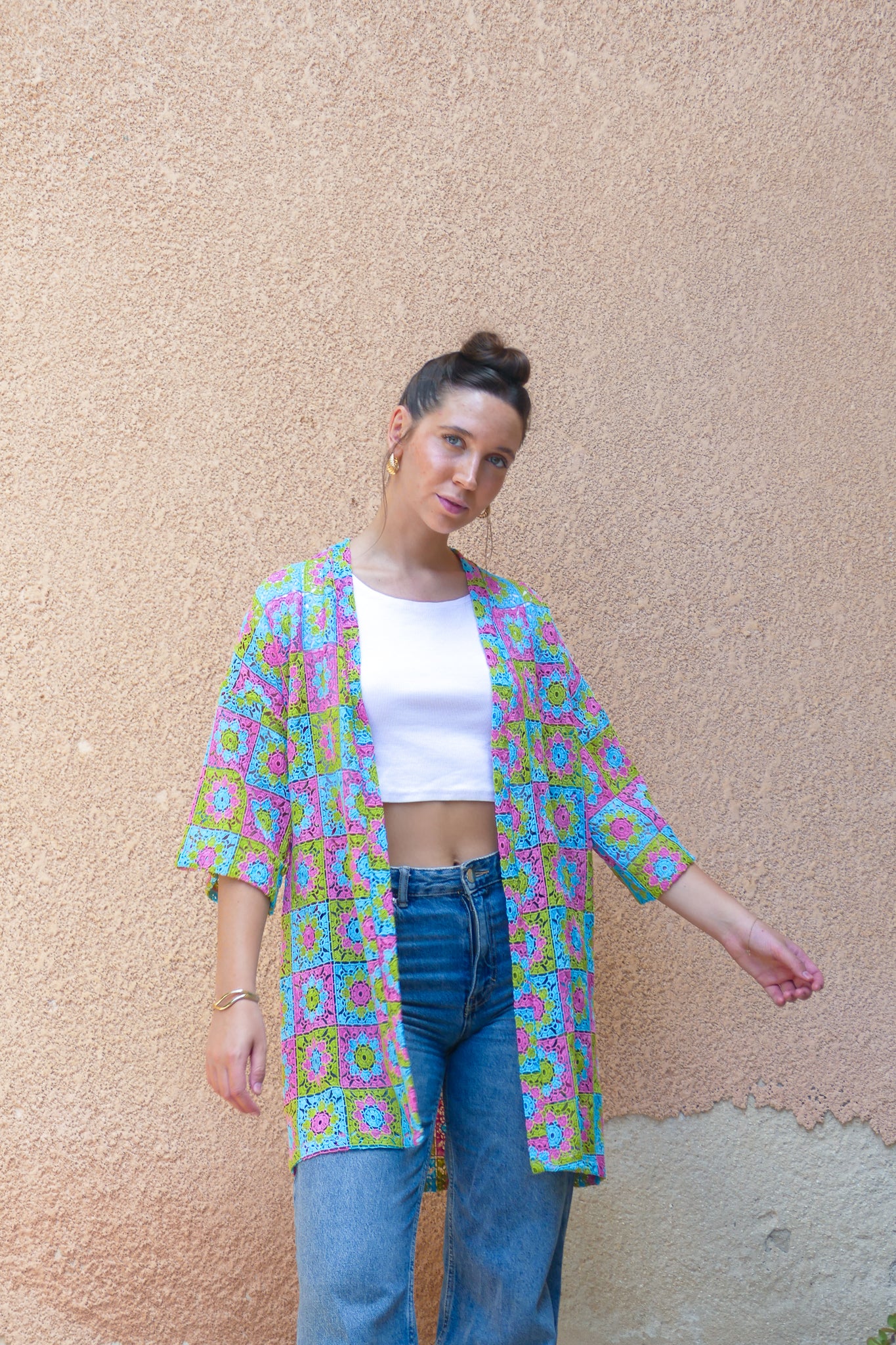 קימונו קרושה סגול פרחוני