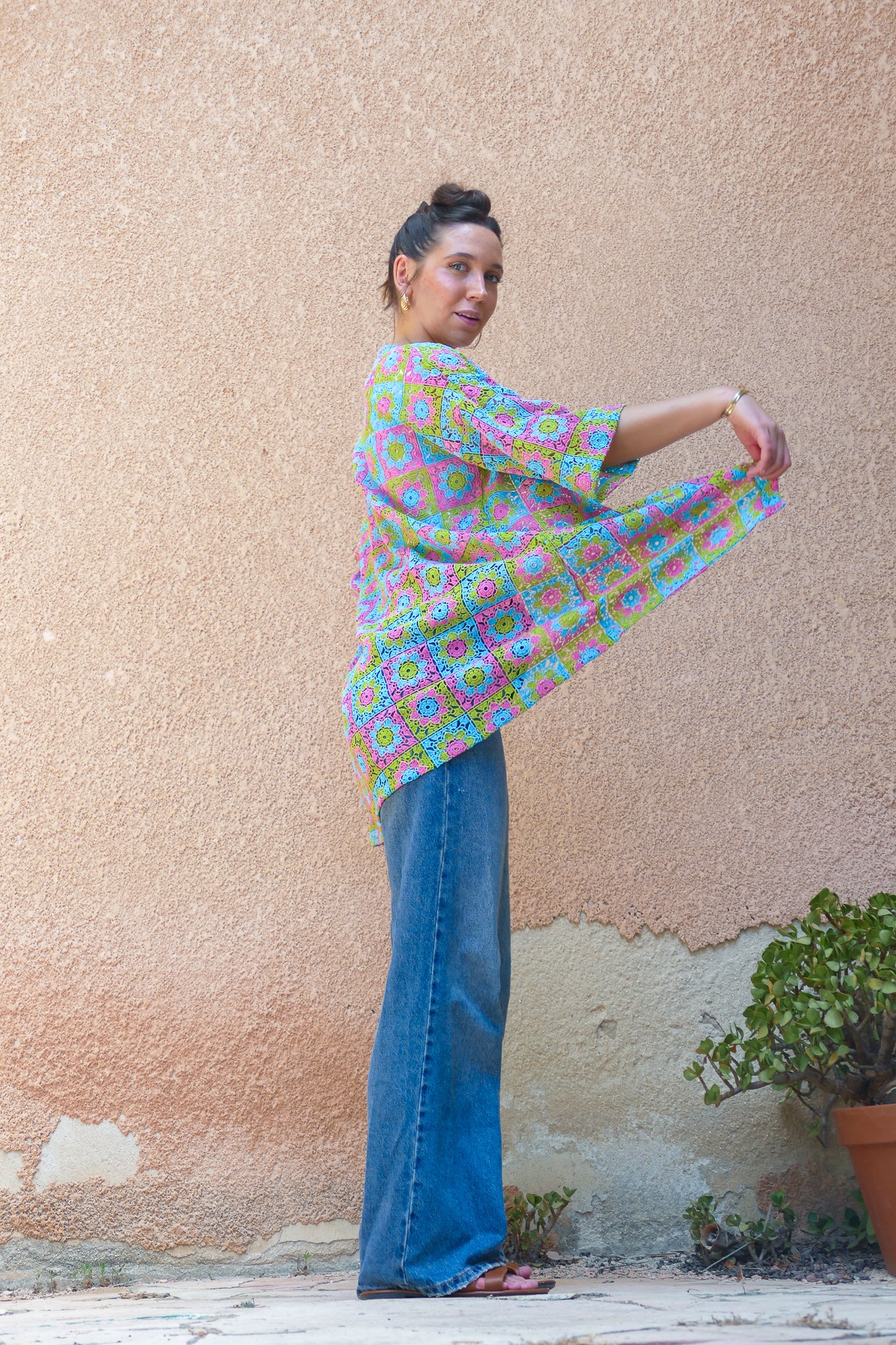 קימונו קרושה סגול פרחוני