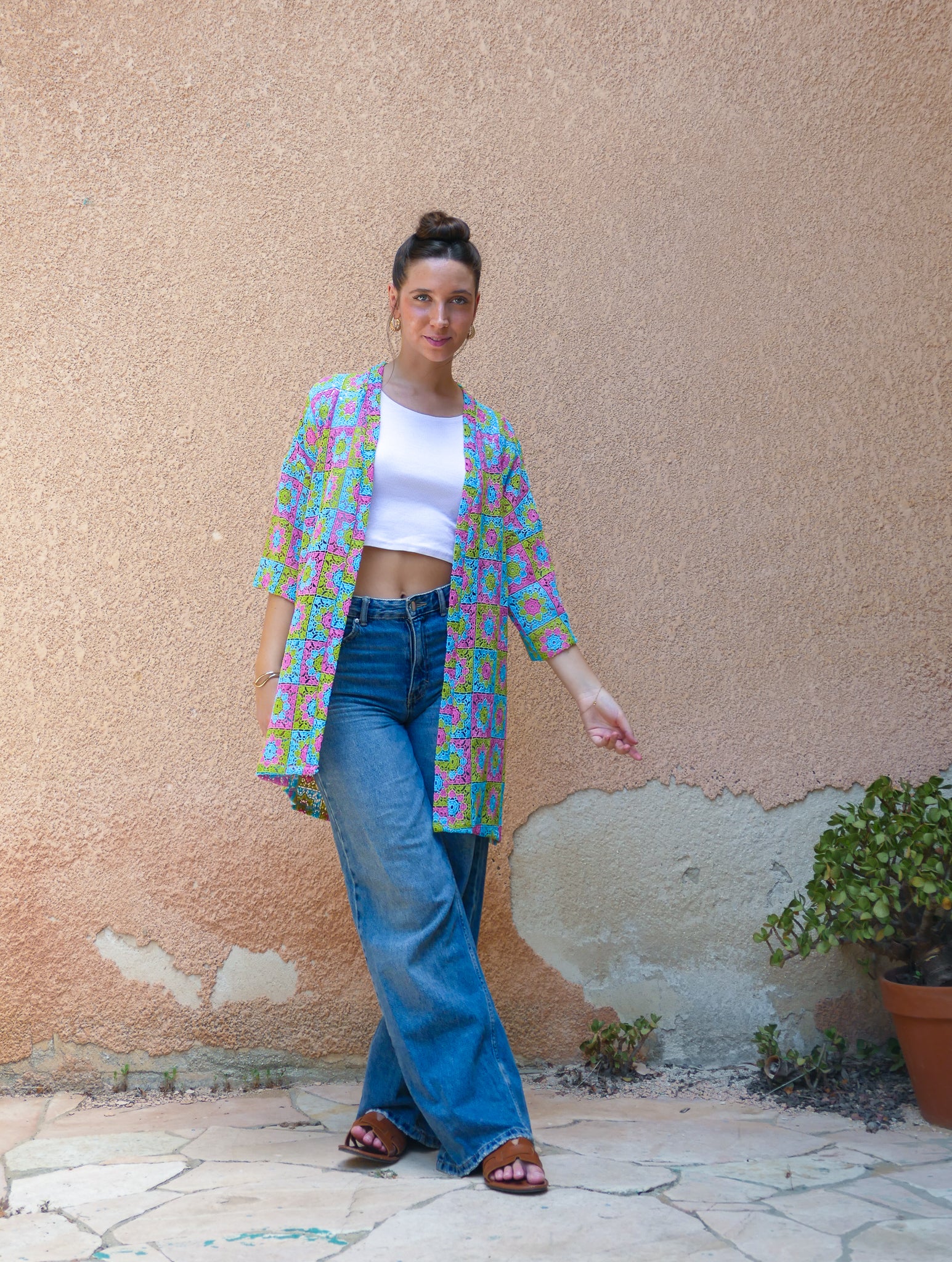 Colorful Green Lace Kimono - One of a Kind