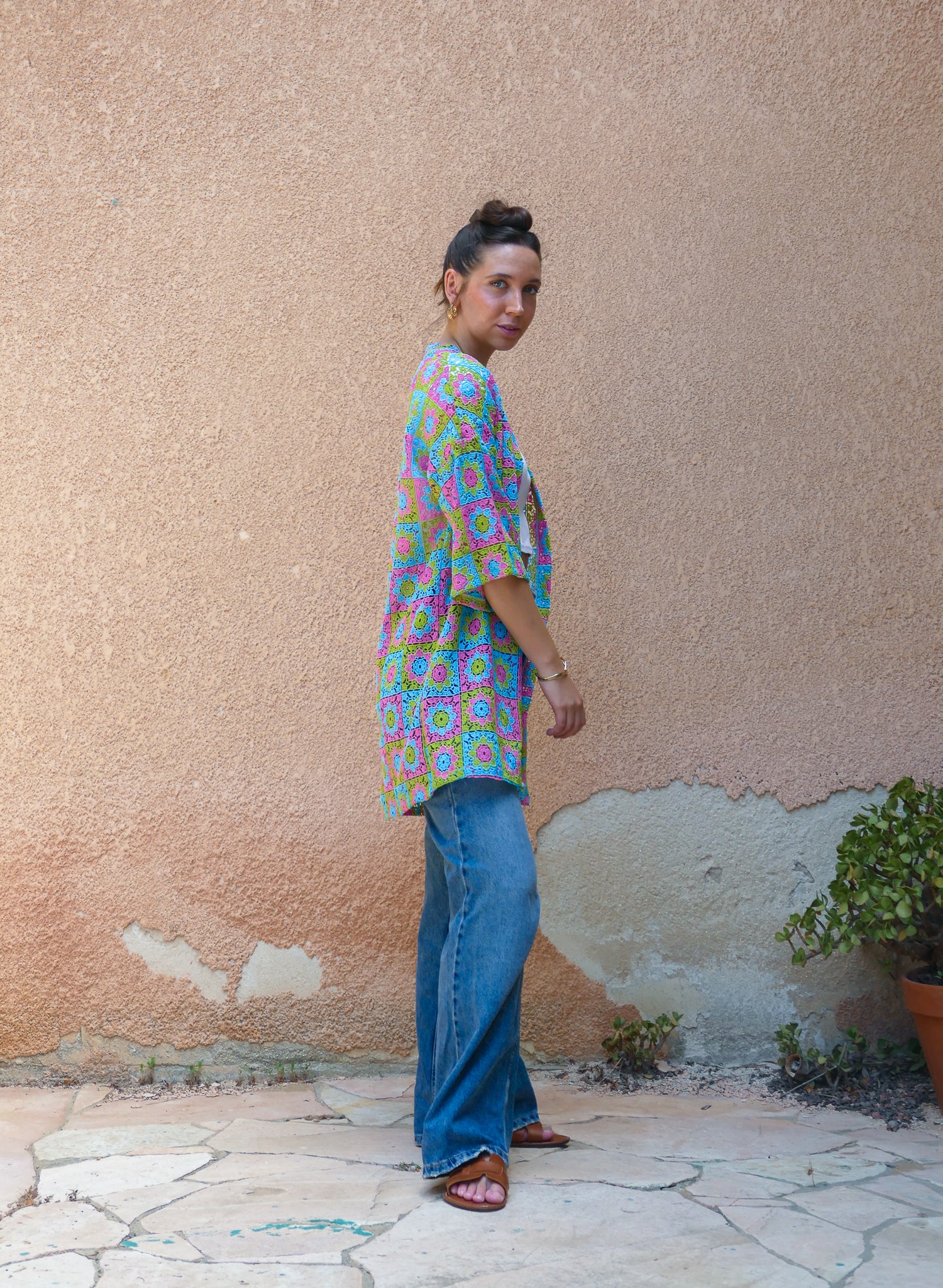 קימונו קרושה סגול פרחוני