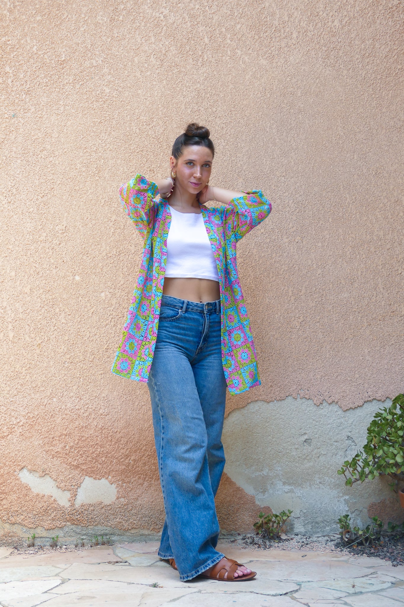 קימונו קרושה סגול פרחוני