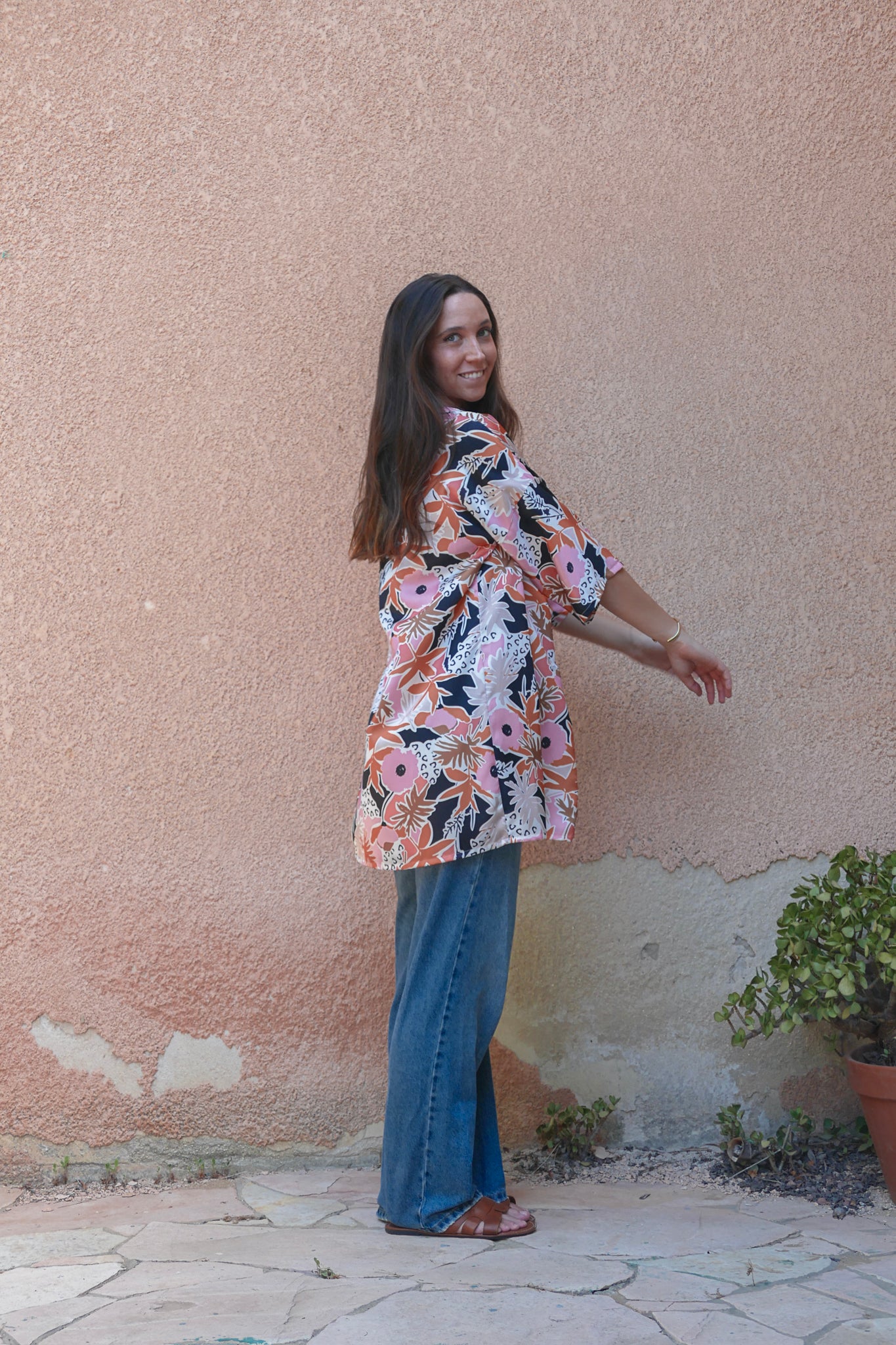 White lace floral kimono cardigan