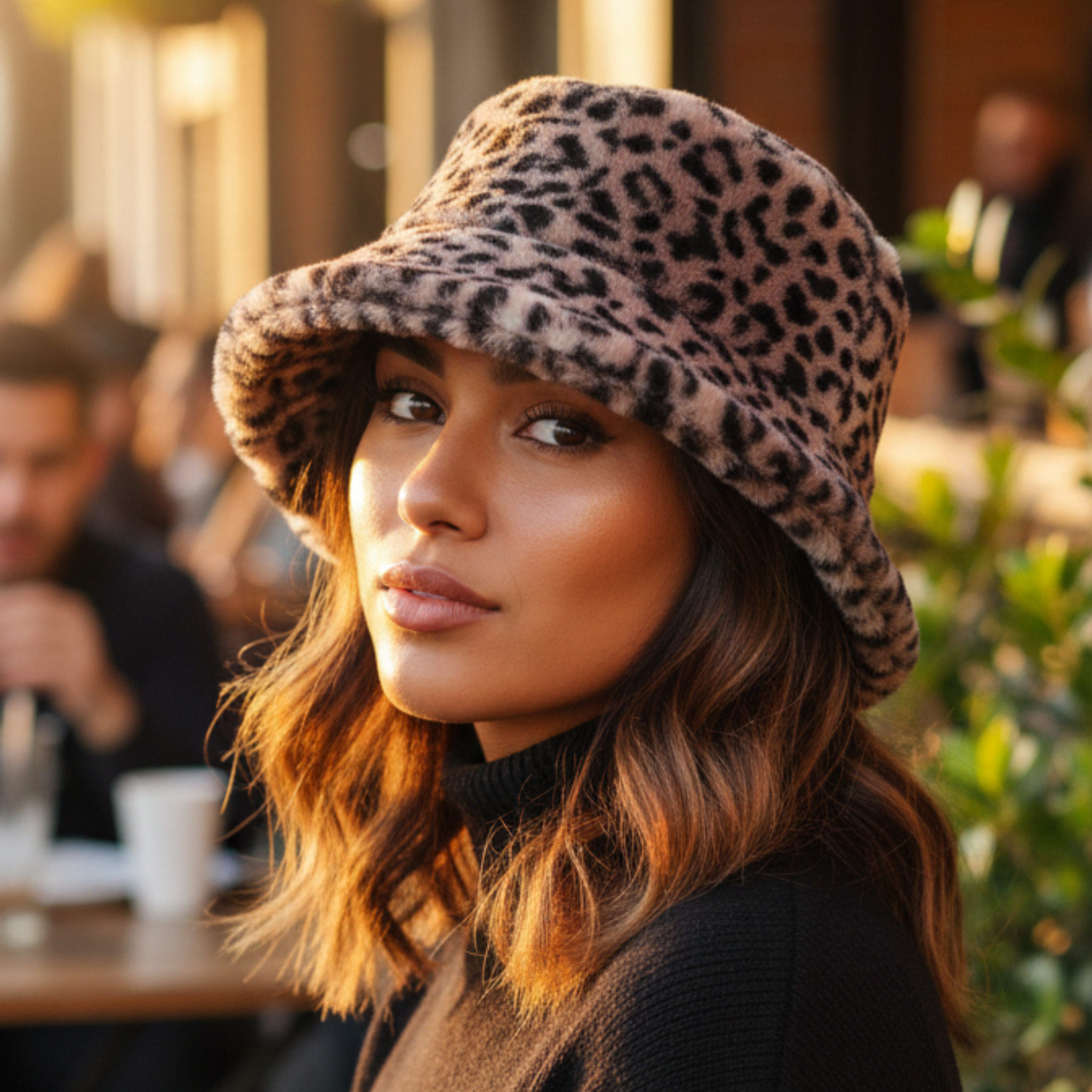 כובע פרווה בהדפס מנומר