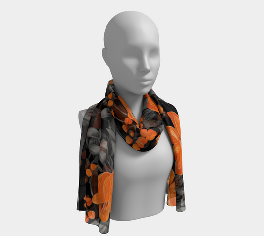 Orange flowers silk scarf