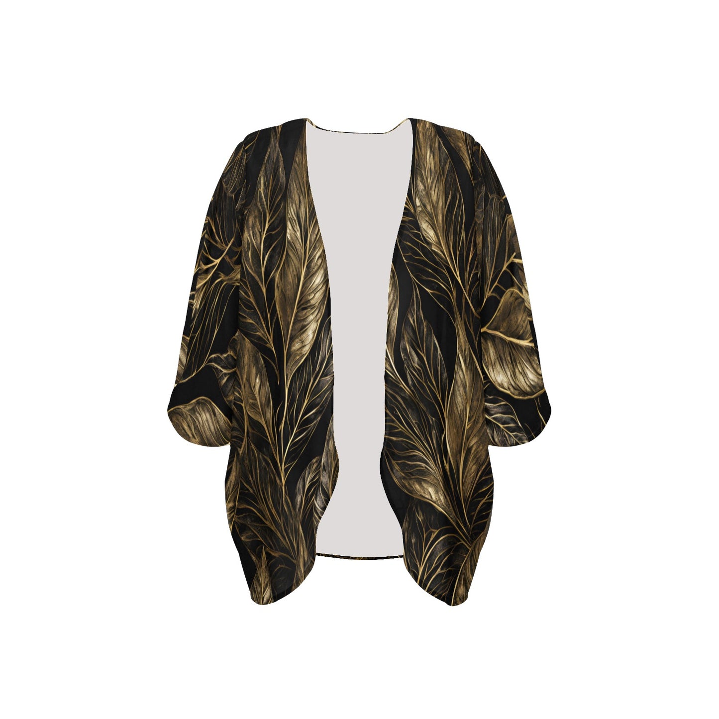 Golden Leaf Kimono Chiffon Cover Up