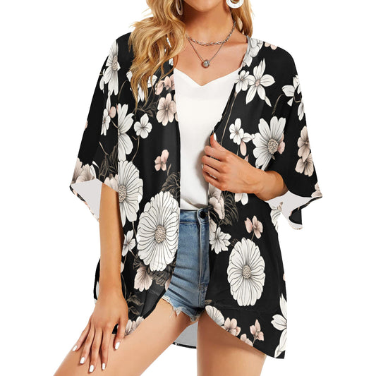 Japanese Floral Chiffon Kimono Cardigan