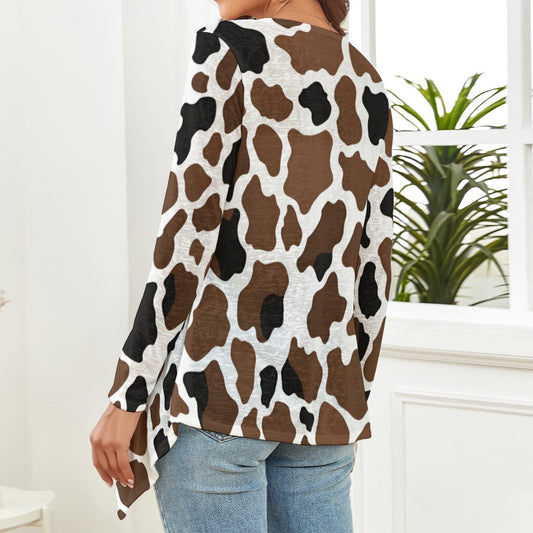 Cow printed knit kimono cardigan