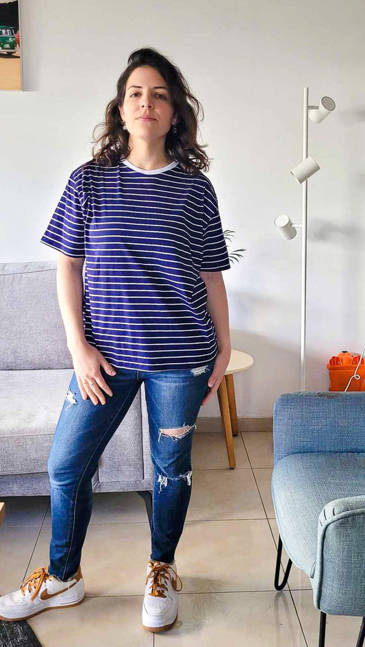 Blue striped soft T shirt