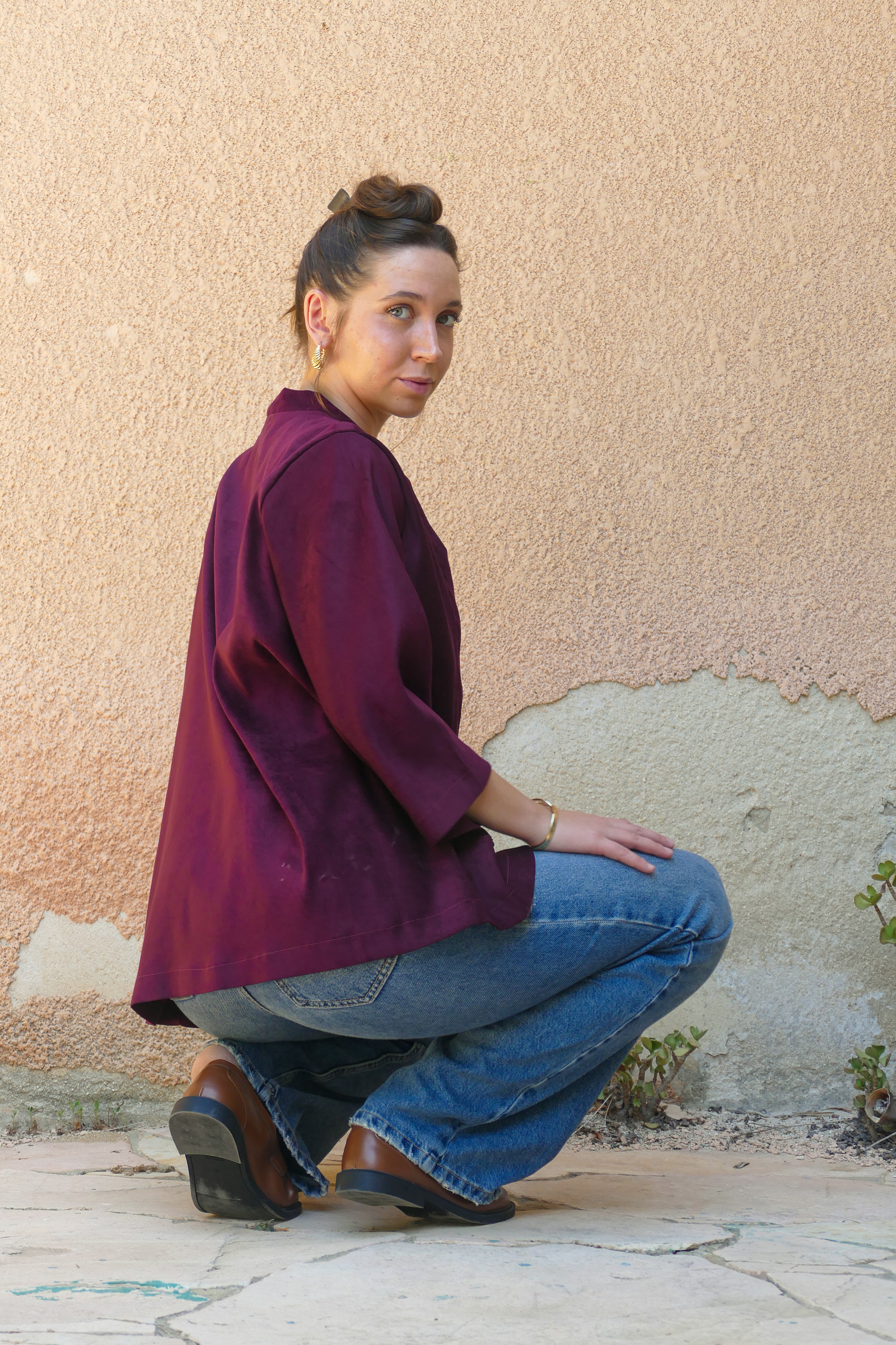 ג'קט נולה - קימונו דמוי זמש 