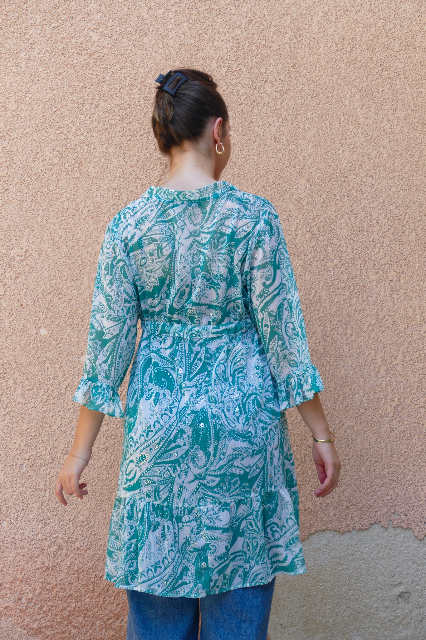 Turquoise chiffone kimono cover "Atacama Breeze"