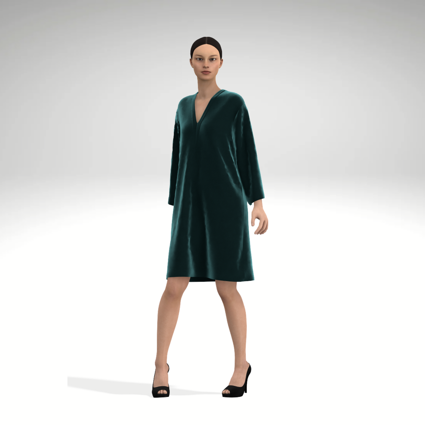 Green velvet caftan dress