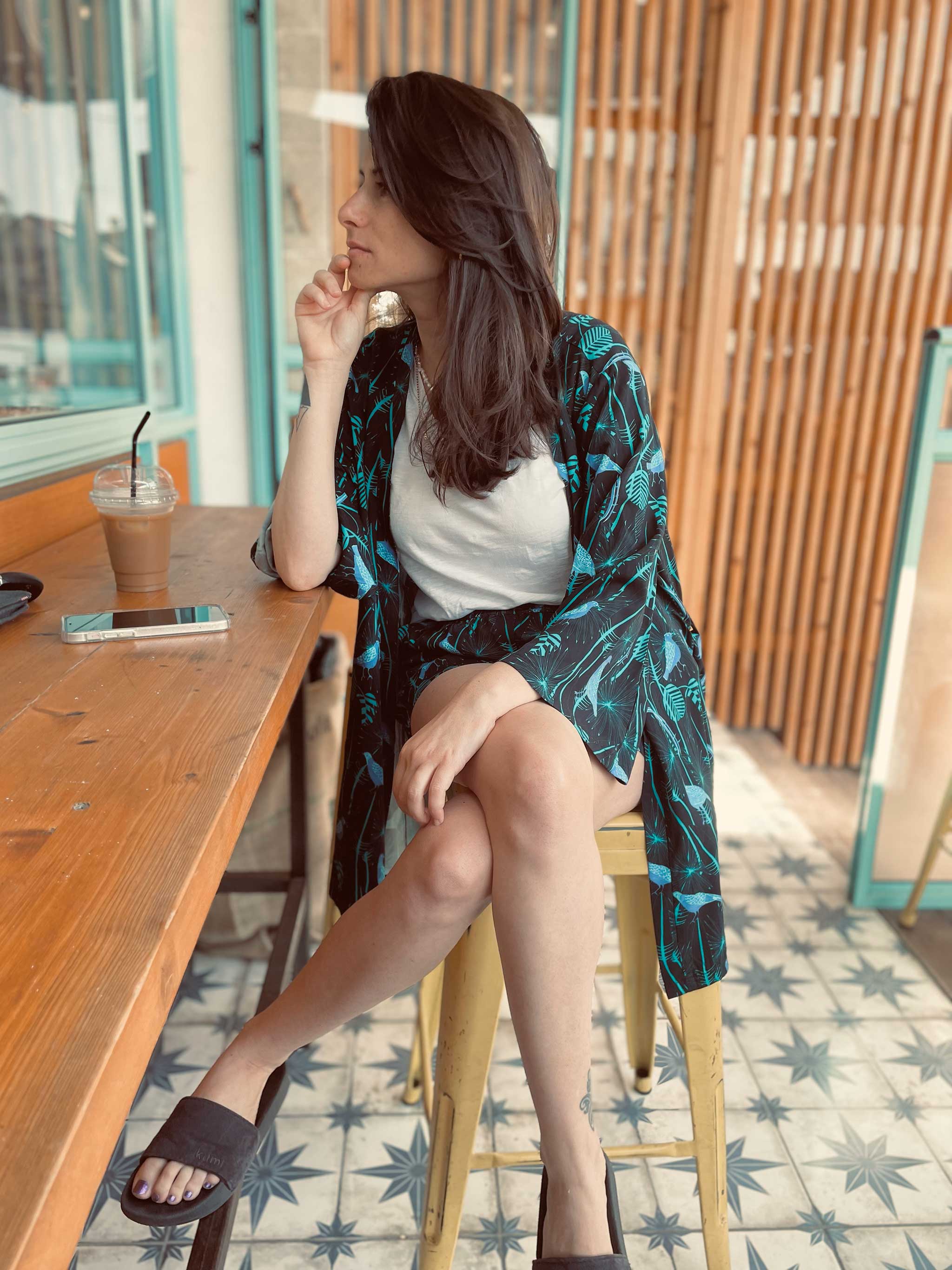 Viscose Paradice Bird Kimono Robe
